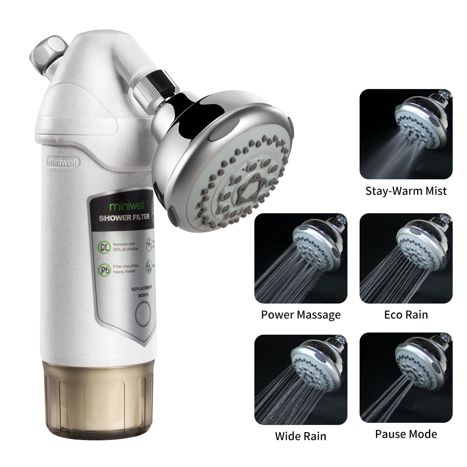 Miniwell Shower Filter For Hard Water, Filtration System with