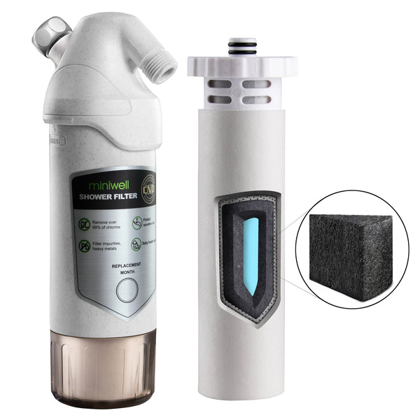 Miniwell Bathroom Water Filters L720-Plus, Shower Softener To Remove Chlorine, Heavy Metal, Sediments